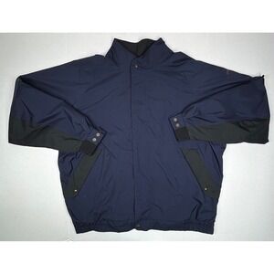 DryJoys FootJoy XXL Mens Golf Jacket Windbreaker Button Zip Vented Navy Black EC